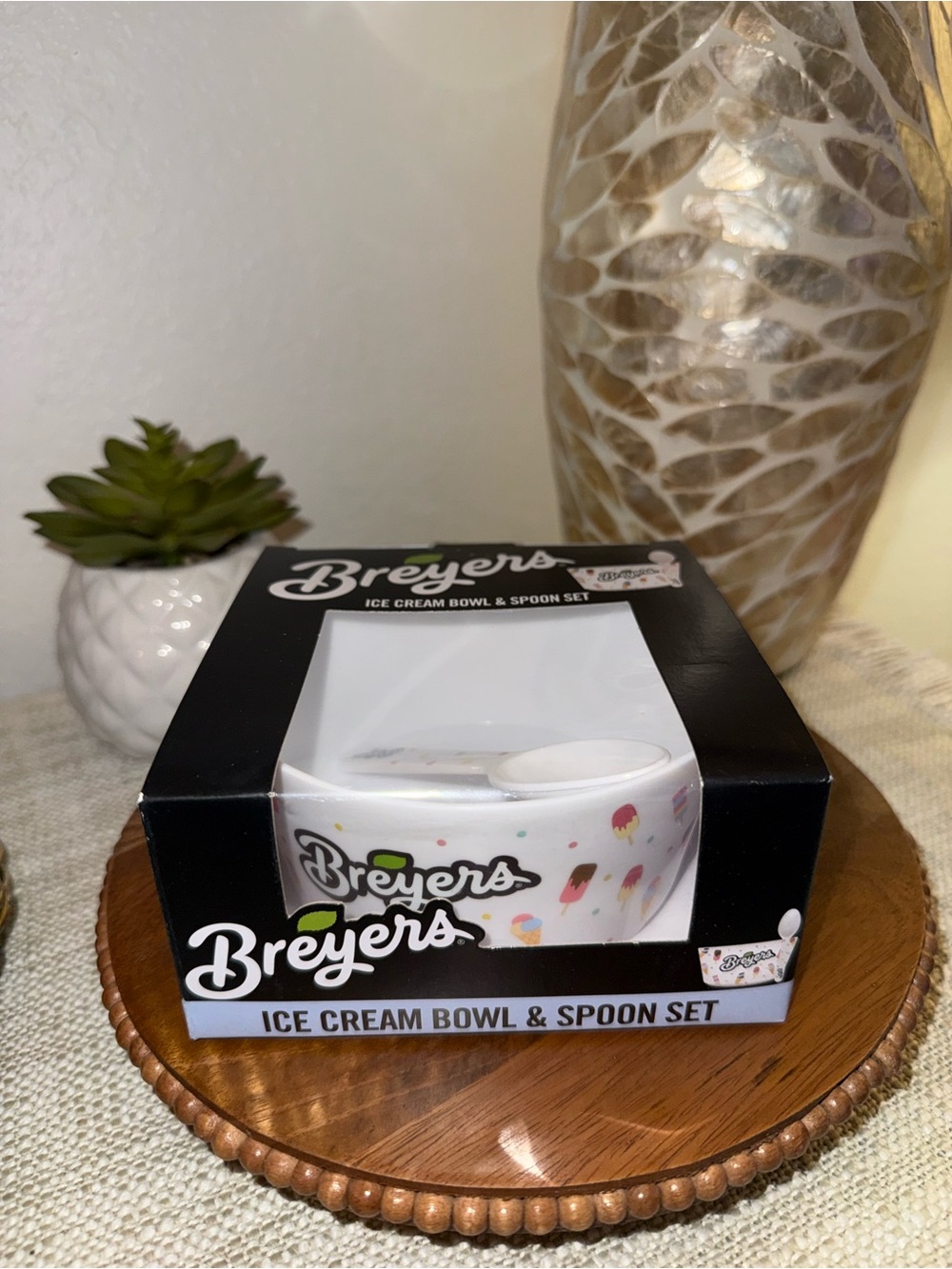 Breyers bowl with spoon
